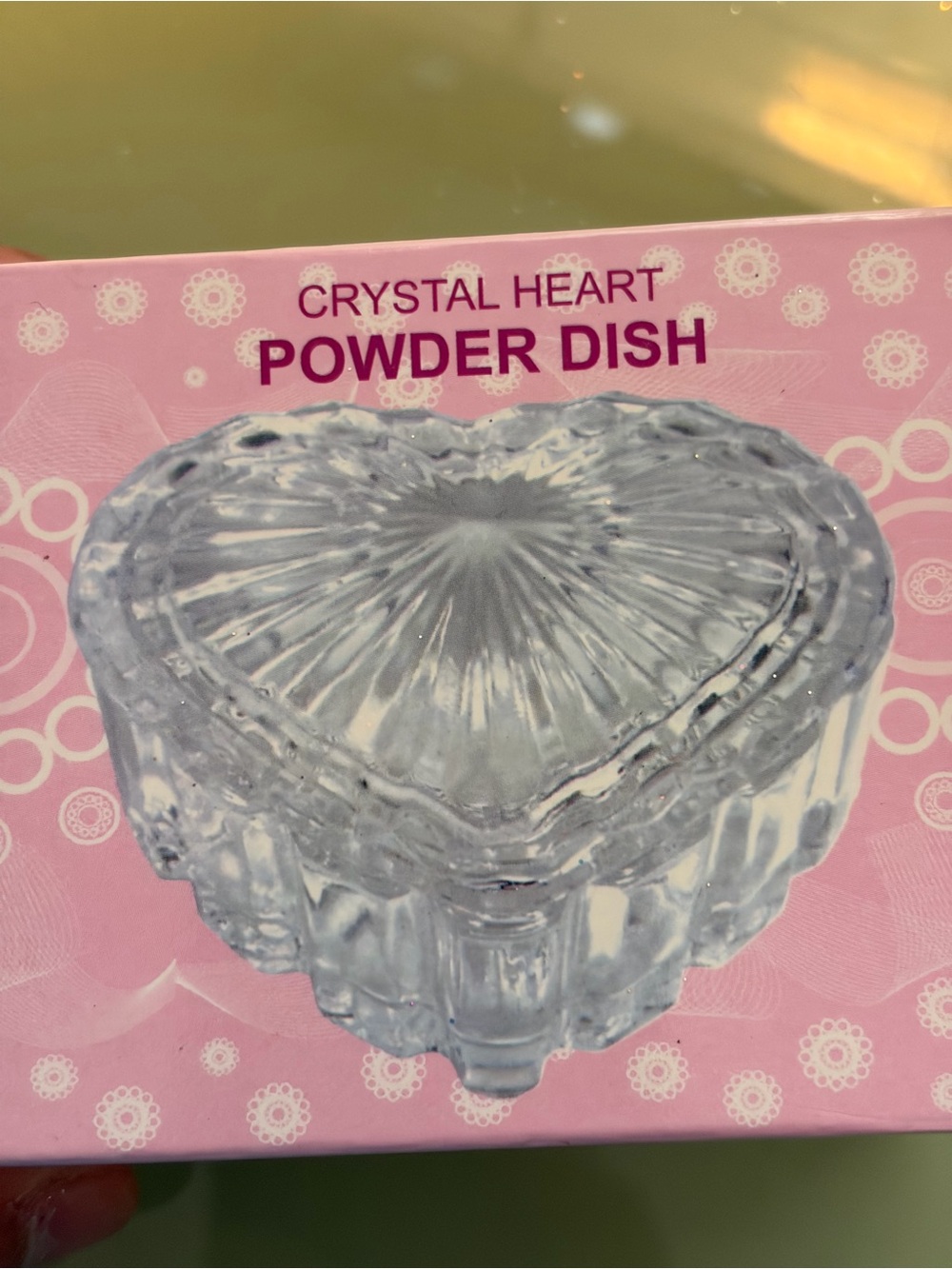 Crystal Heart Powder Dish - Clear Glass